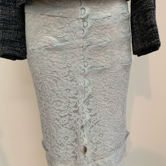 Dolce & Gabbana Baby Blue Scalloped Ruched Lace Skirt Rare Runway - Picture 7 of 8